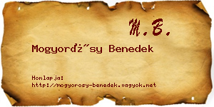 Mogyorósy Benedek névjegykártya